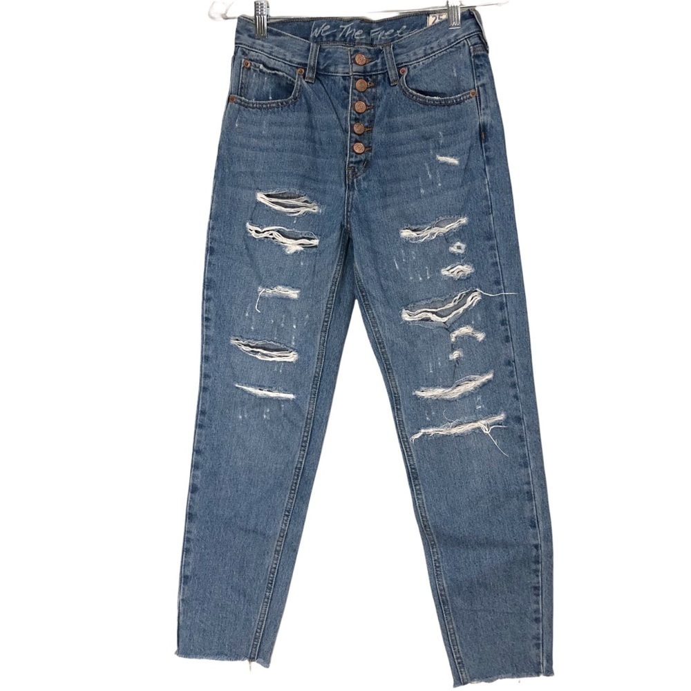We The Free People Distressed Raw Hem Jeans